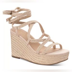 SUN + STONE Trinnie Ankle-Tie Wedge Sandals